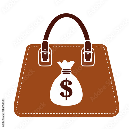Flat design brown purse with dollar symbol