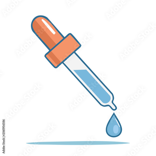 Flat design dropper with liquid and drop icon
