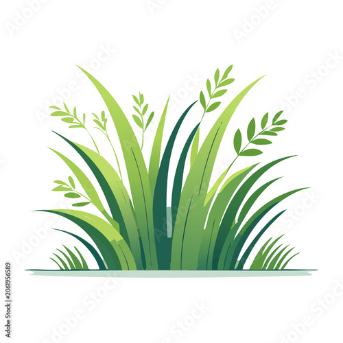 Flat design green grass vector illustration