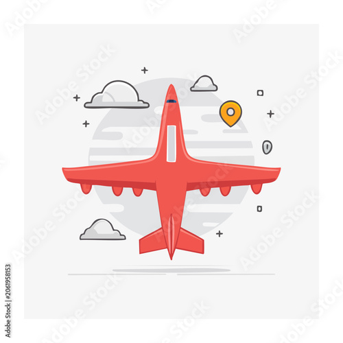 Red origami paper crane vector illustration