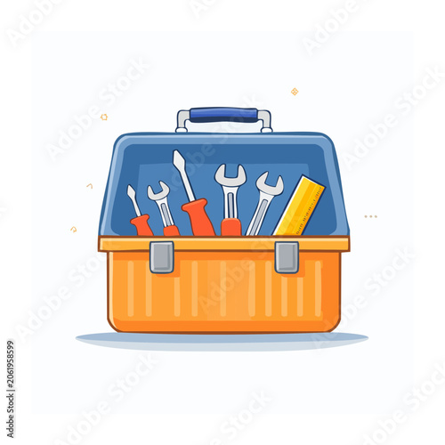 Flat design lunch box with food items