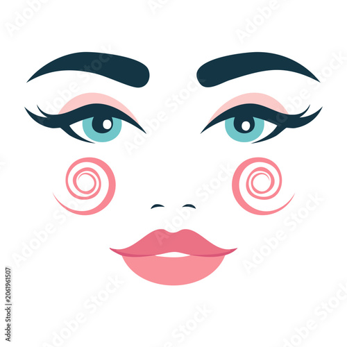 Flat design illustration of a stylized female face