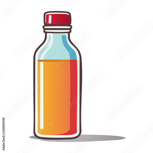 Flat design illustration of a bottle with colored liquid