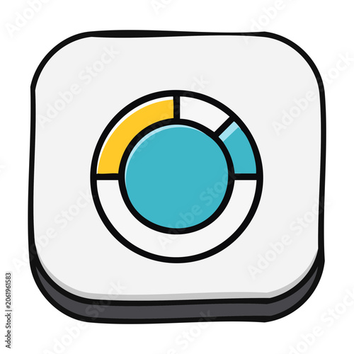 Flat design pie chart icon on white background