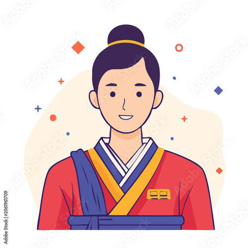 Person in Traditional Kimono Illustration