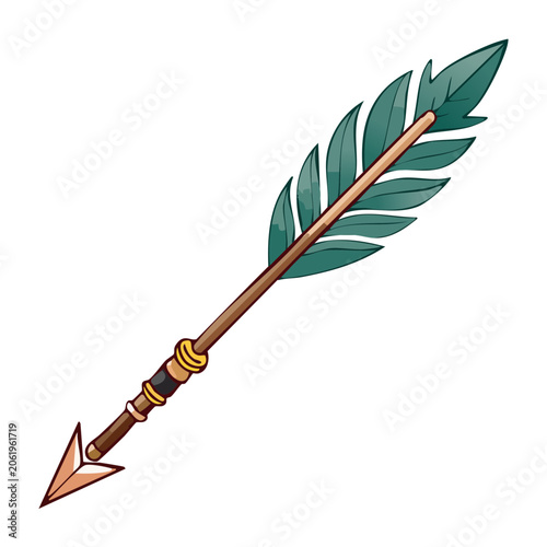 Primitive arrow with leaf fletching illustration