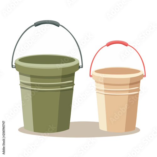 Two Plastic Buckets with Handles Illustration