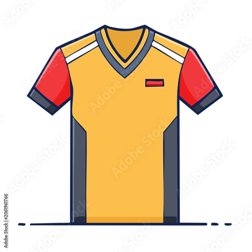 Yellow and Red Sports Jersey Flat Design Illustration