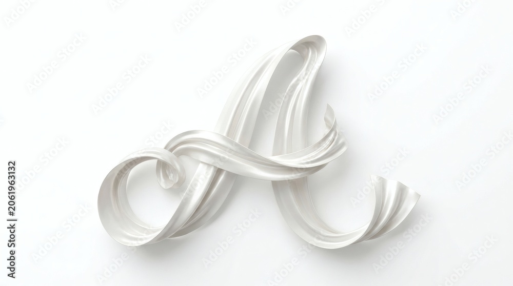 Naklejka premium Elegant white ribbon forming letter A on clean background