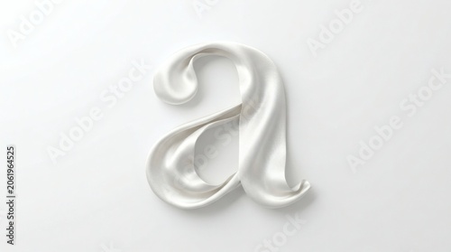 Elegant white letter A in 3D on a smooth background