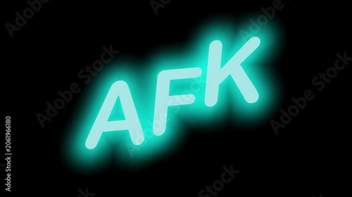 Glowing Cyan Neon Badge 'AFK' Seamless Loop on Transparent Alpha Channel, Ideal for Gamers and Twitch Streamers