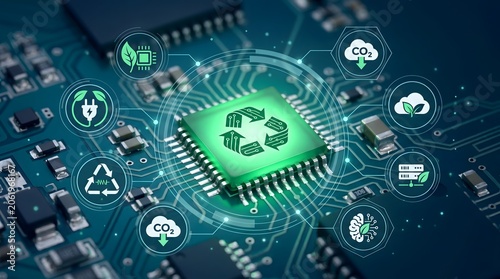 E-waste recycling and clean technology concept on processor