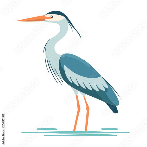 Flat design illustration of a heron bird
