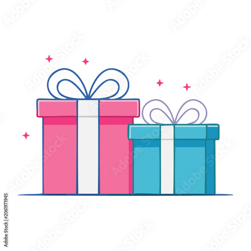 Flat Design Gift Boxes with Bows