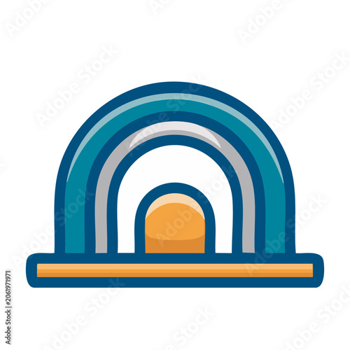 Flat design rainbow arch icon with orange base