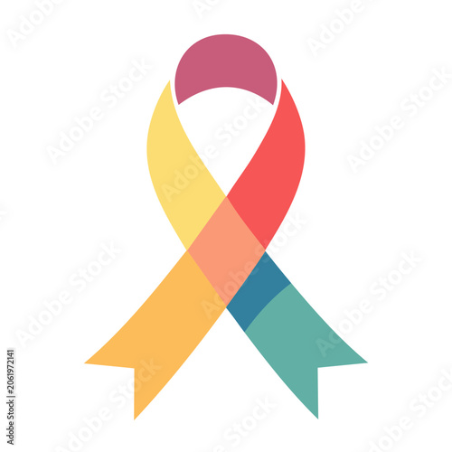 Multicolor awareness ribbon icon on transparent background