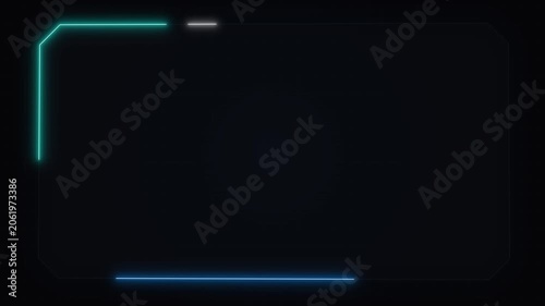 neon blue glowing rectangular frame border drawing interface display