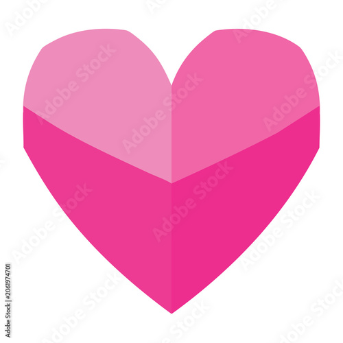 Minimalist geometric pink heart icon design.