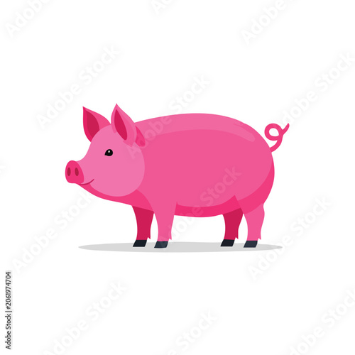 A bright pink cartoon pig illustration on a white background.