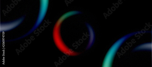 Fotografía Colorful glowing rings in space with a black background and stars