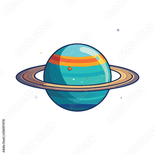 Stylized Illustration of a Ringed Gas Giant Planet in Space.