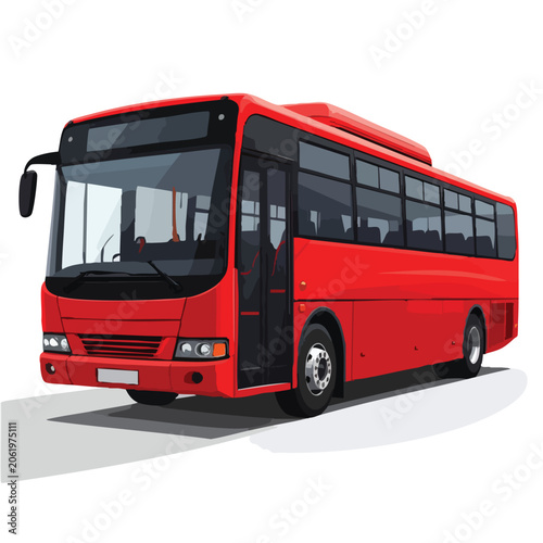 A vibrant red modern passenger bus on a white background.