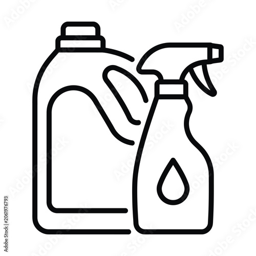 Quadro su tela Cleaning supplies icon set with spray bottle and detergent container for housewo