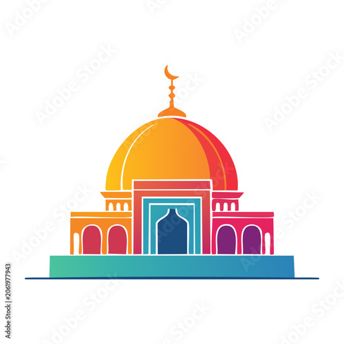 Flat design church building with dome and cross