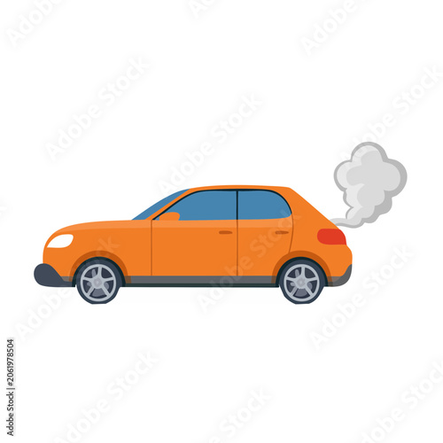 Orange car side view 3D render