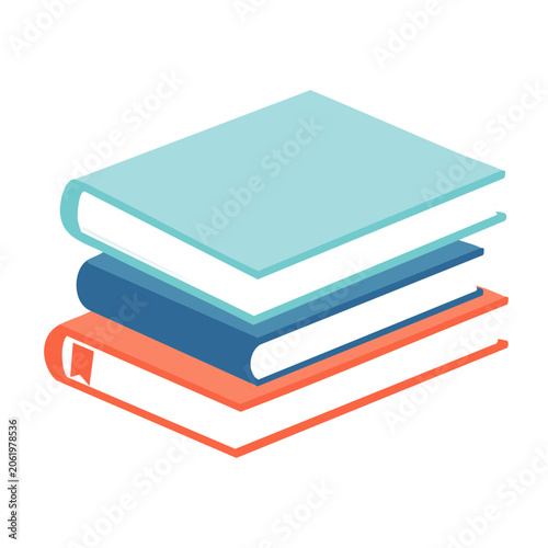 Stacked books flat design 3D render