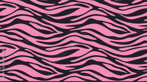 Tableau sur toile Seamless repeating pattern featuring alternating wavy zebra stripes in vibrant p