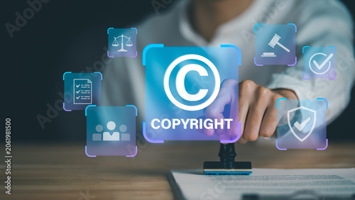 Bild auf Leinwand intellectual property attorney reviews copyright compliance, protecting digital assets through legal enforcement, licensing, authentication, security measures to safeguard creative ownership rights