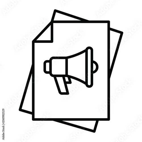 Obraz na płótnie Announcement megaphone icon on paper sheets with megaphone announcement document