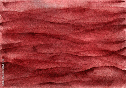 Watercolour dark maroon red wave layered paper cut deep water border background. Hand painting warm brown watercolor overlay ocean waves frame for marine banner, invitation, nature poster design
