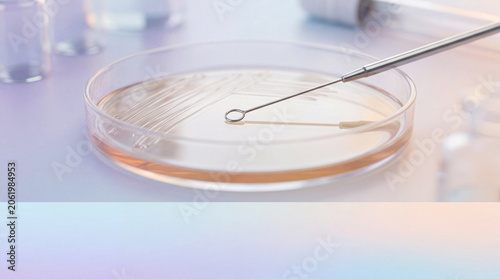 Colorful laboratory petri dish from overhead angle