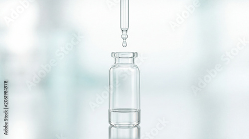 Clear sample vial with pipette and neutral studio light light