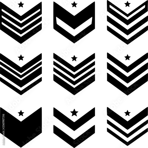 Chevron Rank Vector Icon Set