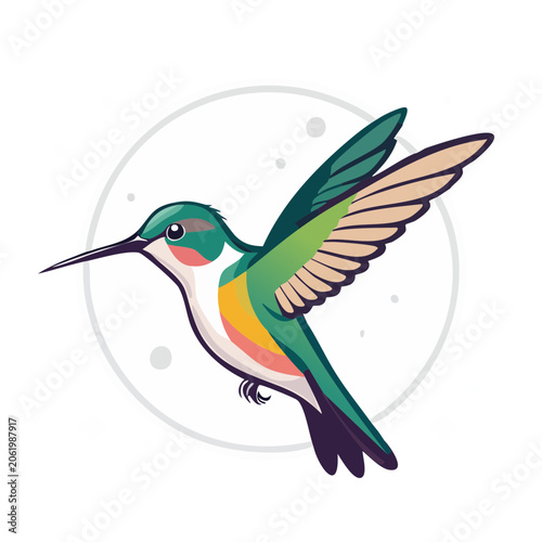 Colorful Hummingbird Illustration in Flight