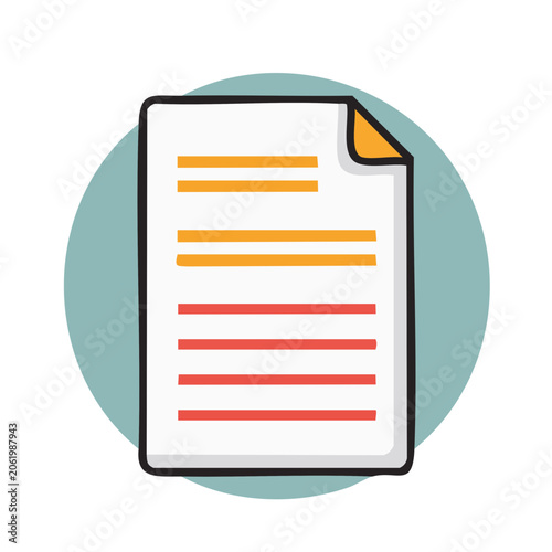 Flat design document icon with text lines
