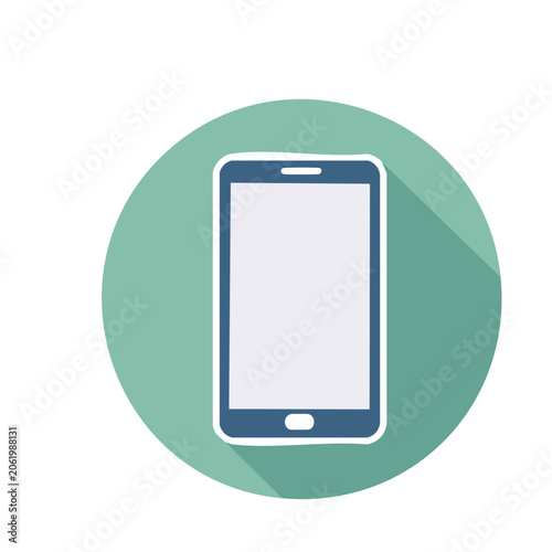 Flat design smartphone icon on teal background