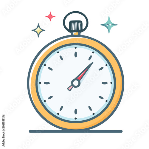 Flat design stopwatch with sparkles