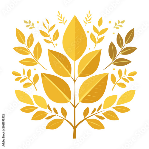Golden autumn leaf radial pattern vector