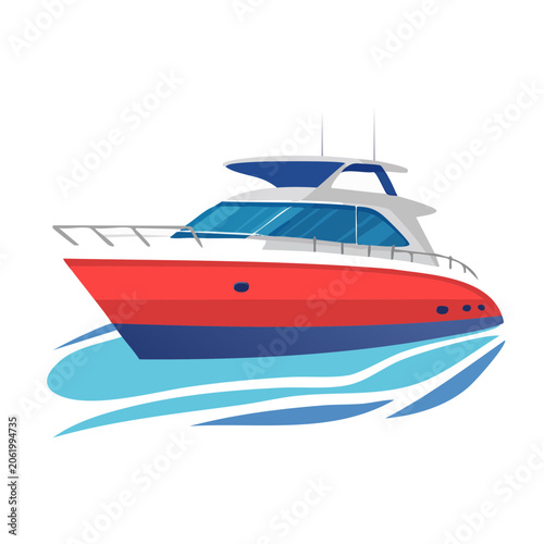Red and blue speedboat 3D render