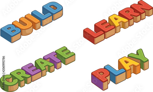 Colorful 3D Block Words