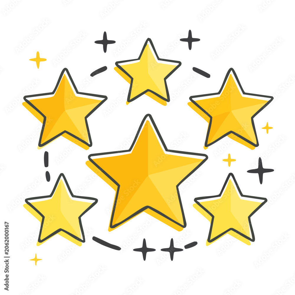 Fototapeta premium Yellow star with plus signs vector icon