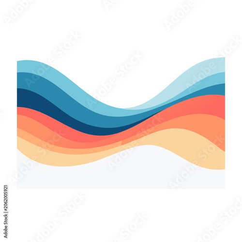 Abstract curved ribbon in blue red yellow cyan