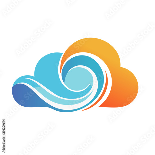 Flat design loading icon with blue and orange rings