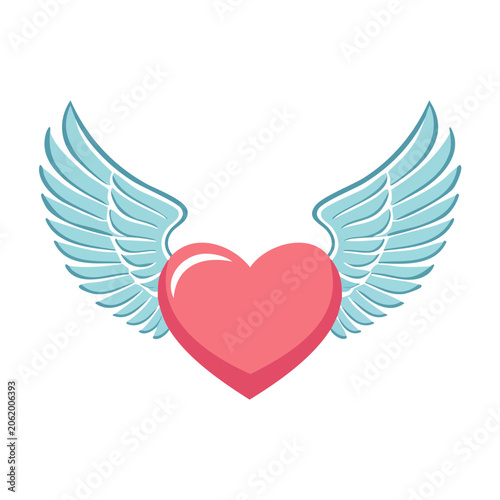 Red heart with blue waves vector