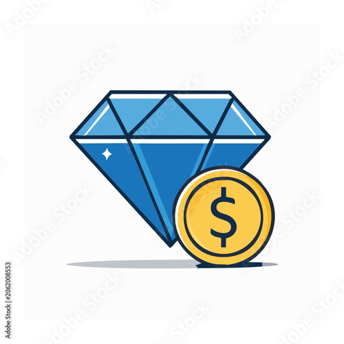Flat design dollar sign with star and shield icon