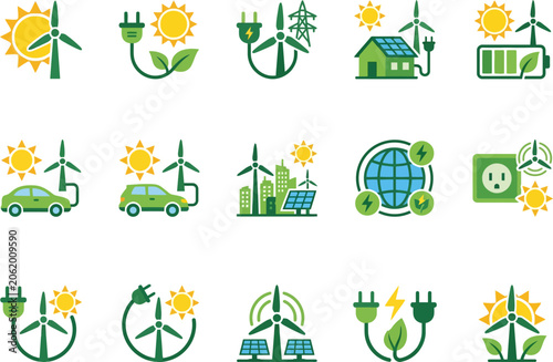 Foto Eco friendly icons on white background.